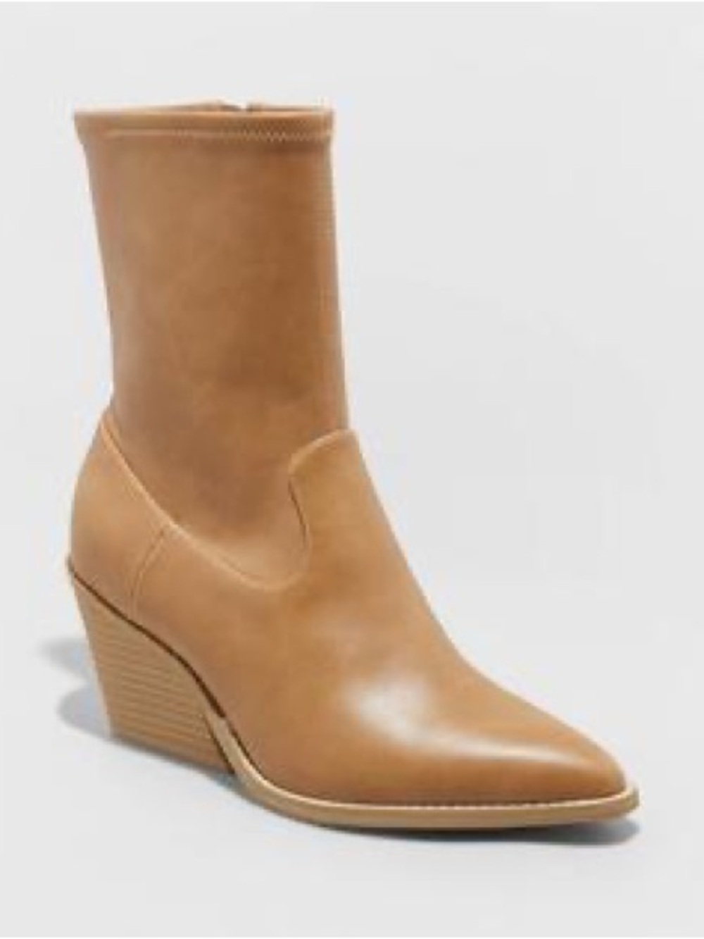 Brown Wedge Ankle Boots - Pointed Toe Western Style